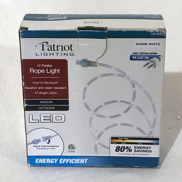 12' Plug-in WARM WHITE LED Rope Light Plug & Twist Connect Extendable up to 200' - Picture 1 of 3